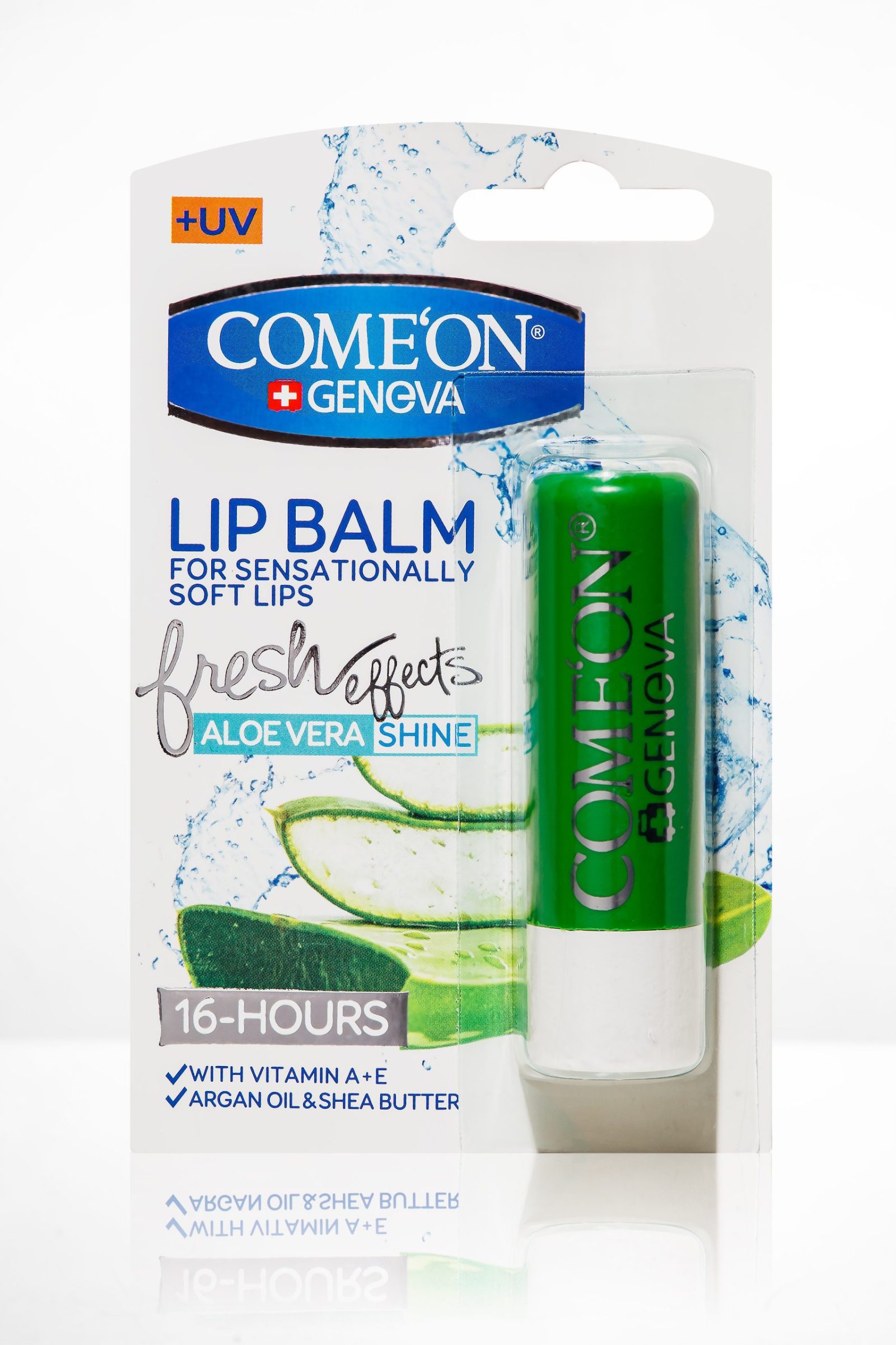 6260623340912 Бальзам для губ (48шт)COMEON LIP BALM_ALOE VERA 3.5 гр